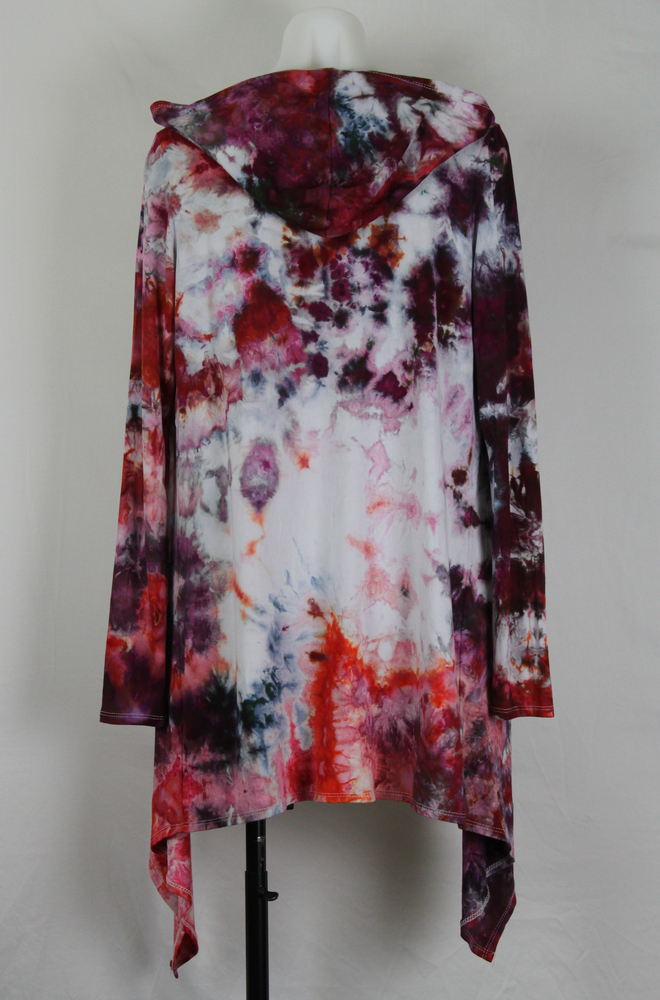 Tie dye hooded Cardigan size Small - Ice dye - Spring Blooms (1)