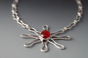 Sterling Carnelian necklace - handmade - Twinkling Sunset