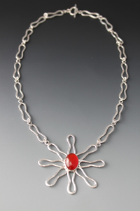 Sterling Carnelian necklace - handmade - Twinkling Sunset