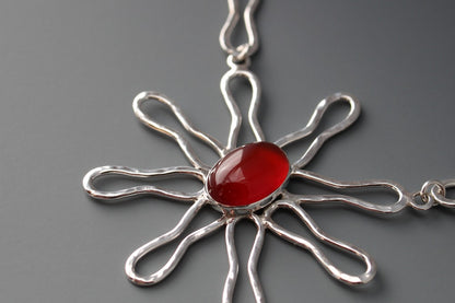 Sterling Carnelian necklace - handmade - Twinkling Sunset