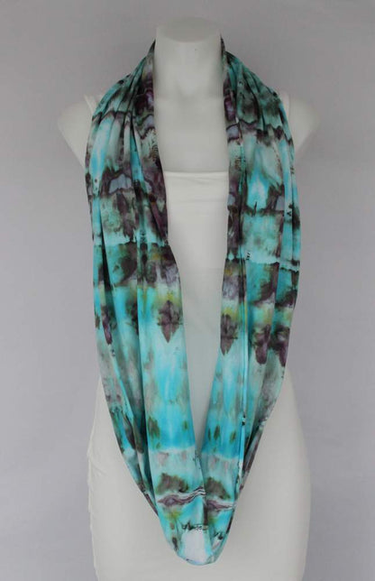 Cotton Infinity Scarf - ice dye - Undercurrent stained glass