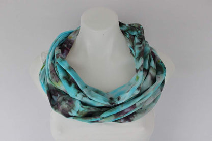 Cotton Infinity Scarf - ice dye - Undercurrent stained glass