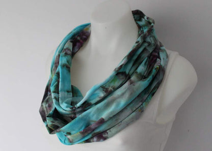 Cotton Infinity Scarf - ice dye - Undercurrent stained glass