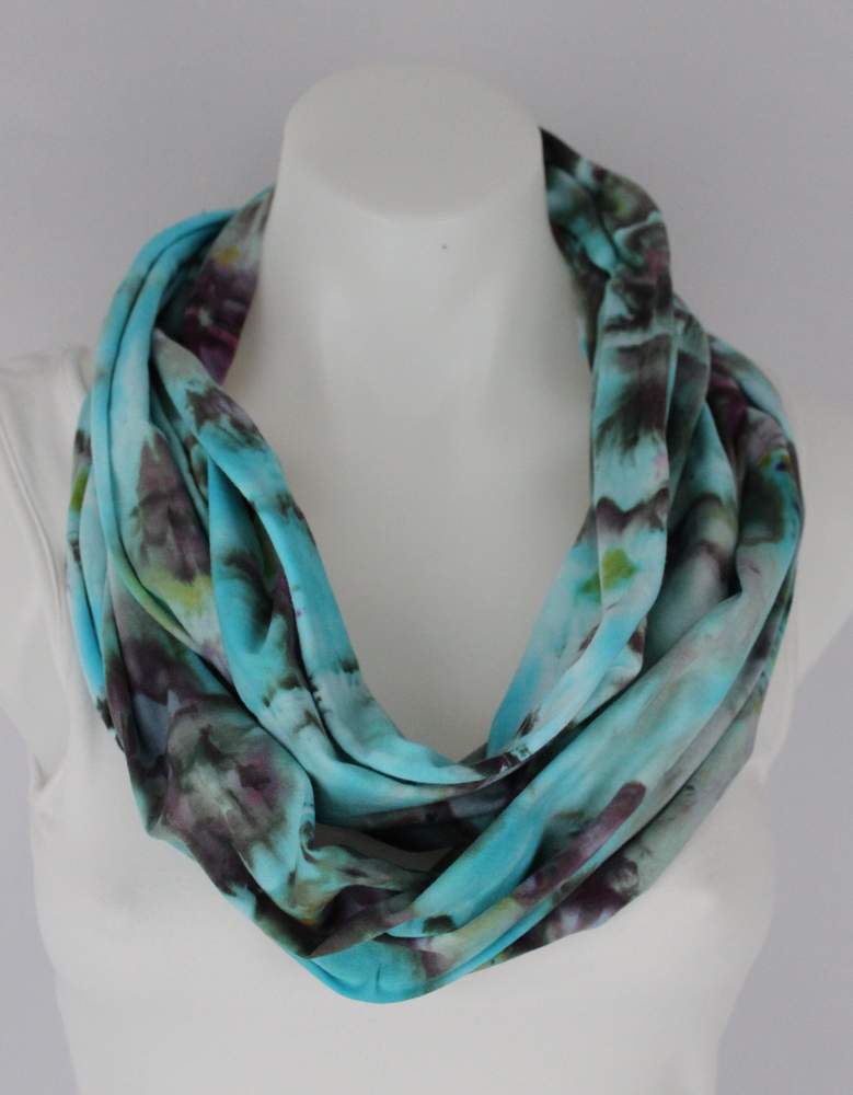 Cotton Infinity Scarf - ice dye - Undercurrent stained glass