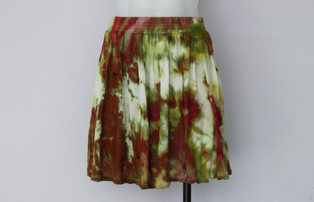 Tie dye Mini Skirt - size Small - ice dye - Waterlilies crinkle