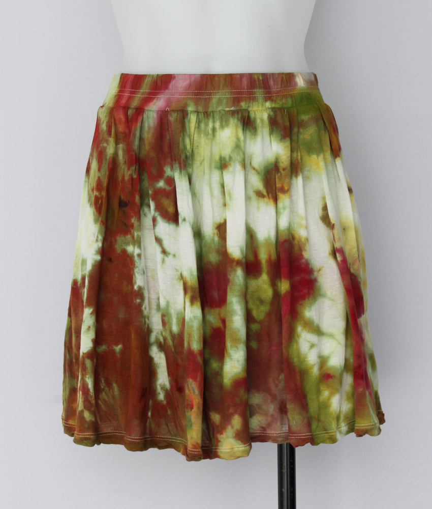 Tie dye Mini Skirt - size Small - ice dye - Waterlilies crinkle