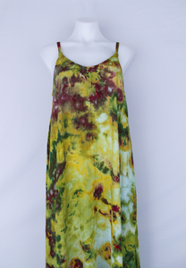 Rayon Slip on Maxi Dress - size Medium- Waterlilies crinkle
