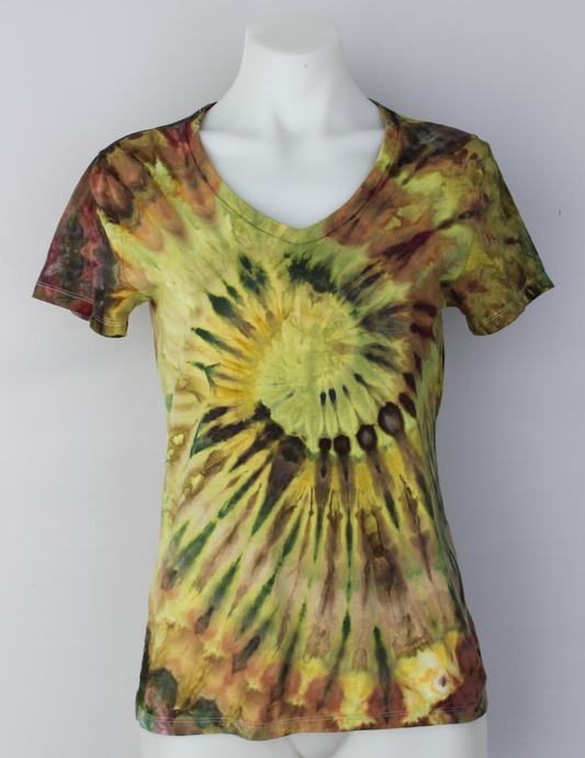 Ladies V neck t shirt size XS - Waterlilies twist