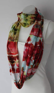 Cotton Infinity Scarf - ice dye - Watermelon Patch stained glass